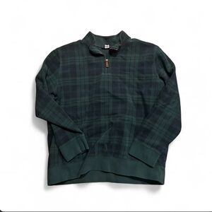 Lands' End Men's Dark Green Plaid quarter zip